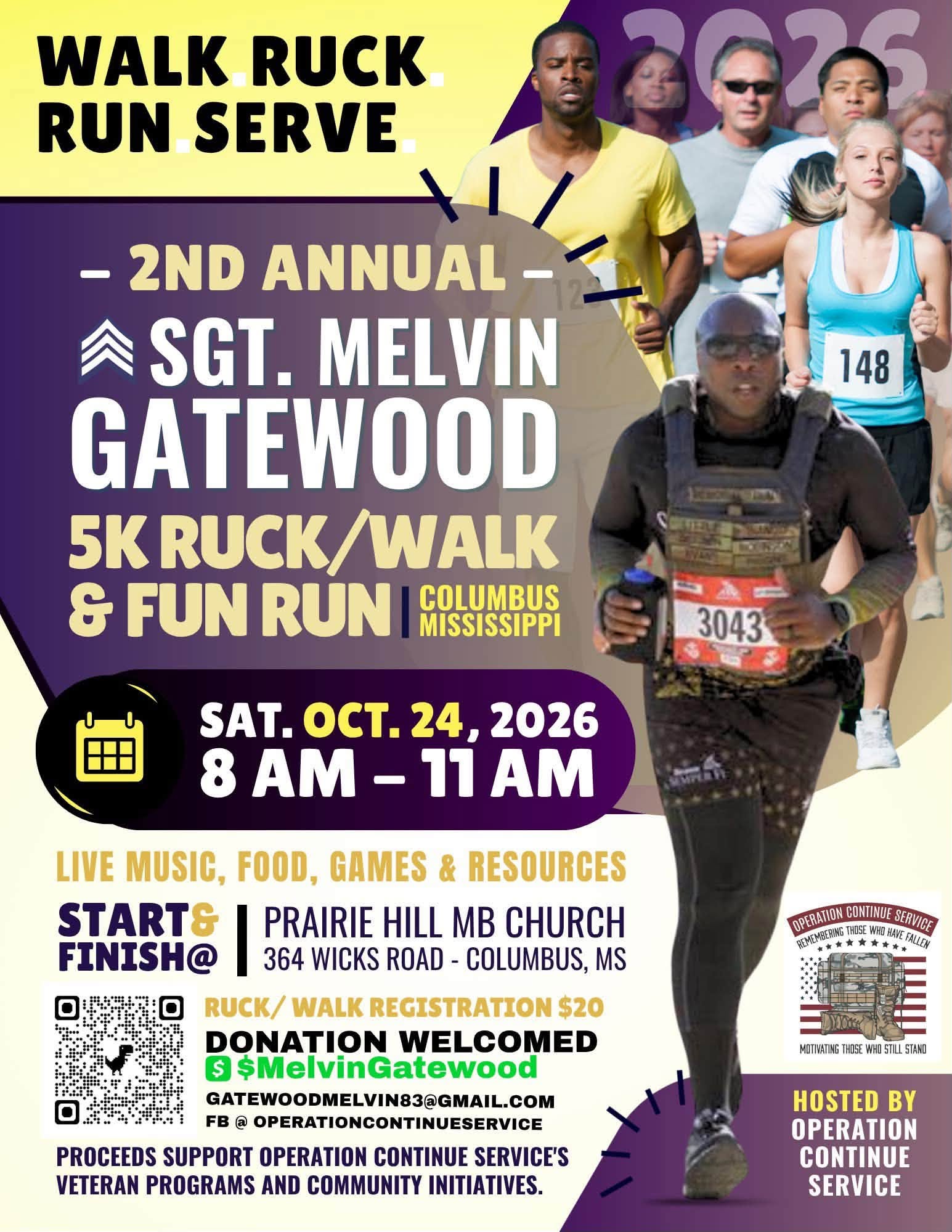 2nd Annual Sgt. Melvin Gatewood 5K Ruck/Walk & Fun Run