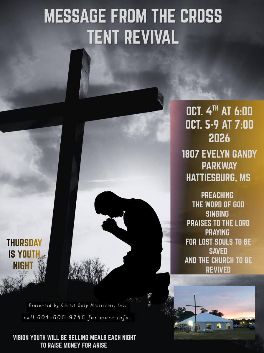 Message From the Cross tent revival